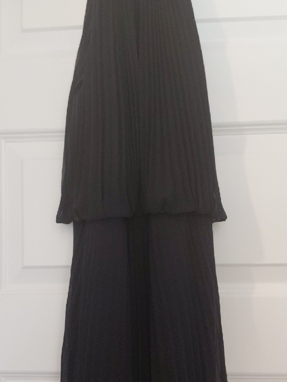 Xscape Navy Pleated Halter Evening Gown - Picture 4 of 6
